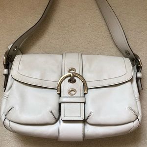 Coach white soft leather hand bag